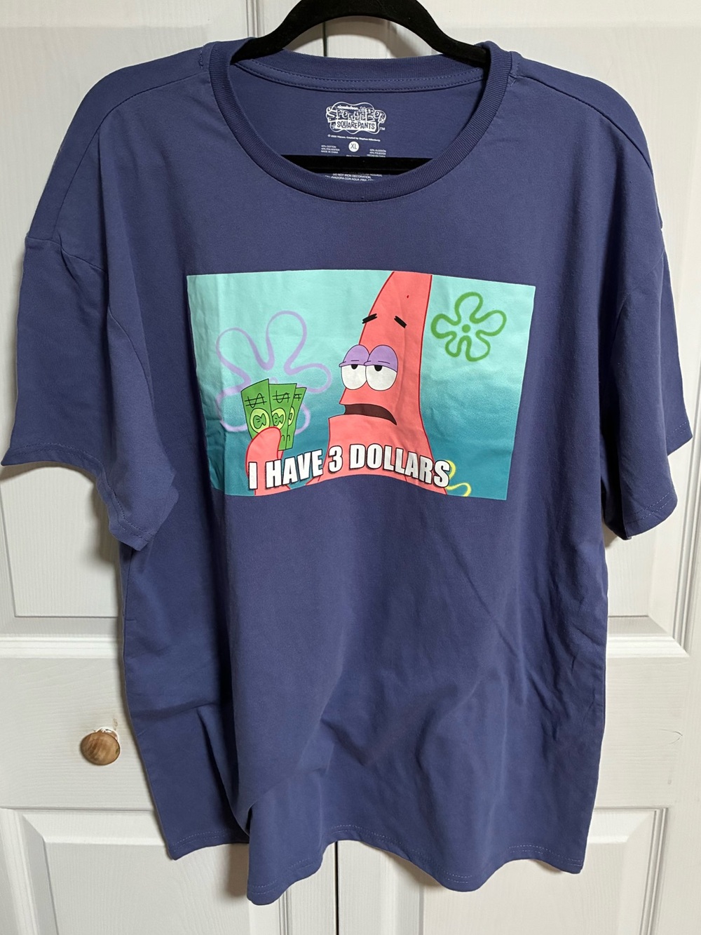 Nickelodeon SpongeBob SquarePants Patrick "I Have 3 Dollars" Meme Graphic Tee XL
